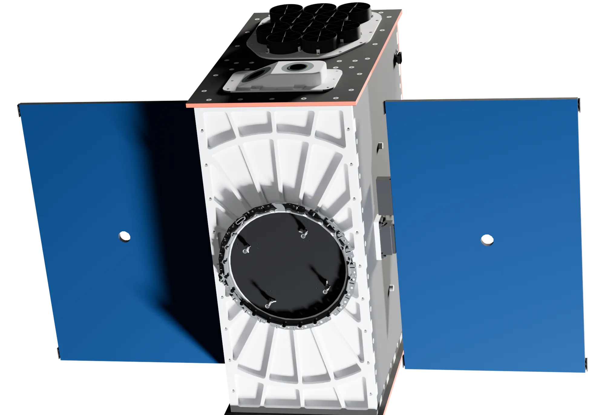 The satellite with both solar arrays deployed